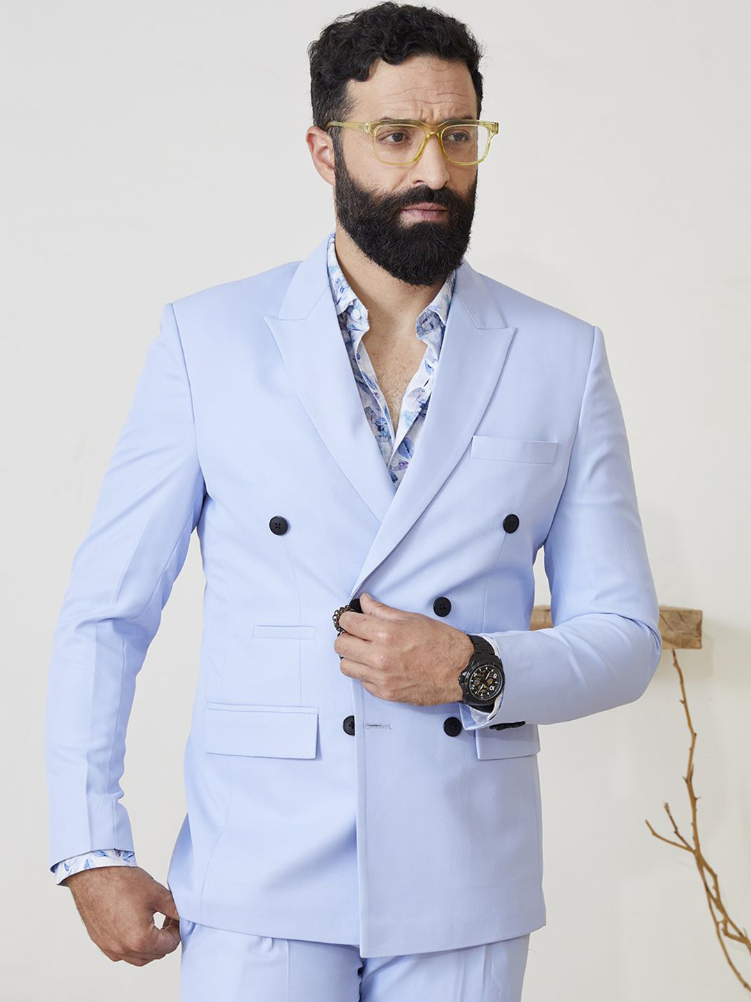 MR BUTTON Tailored-Fit Double Breasted Blazer