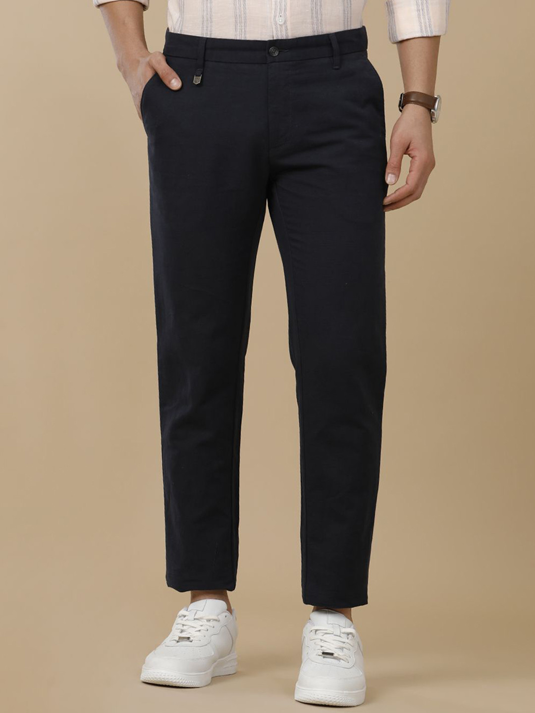 Linen Club Men Contemporary Fit Linen Casual Trouser