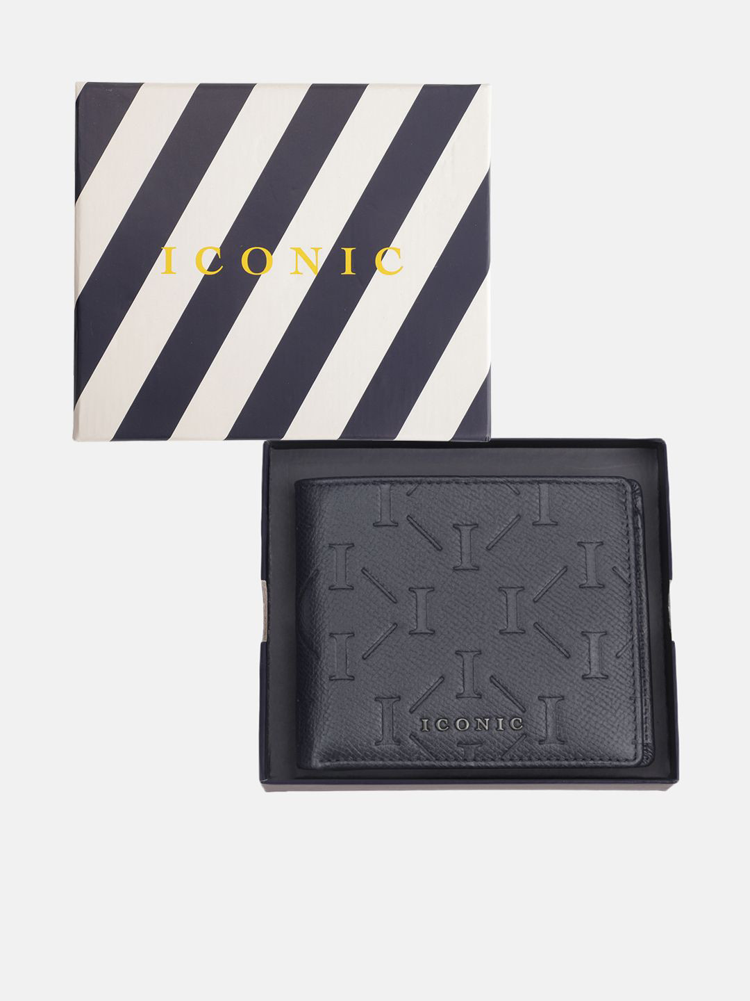 Iconic Men Abstract Textured Leather Two Fold Wallet