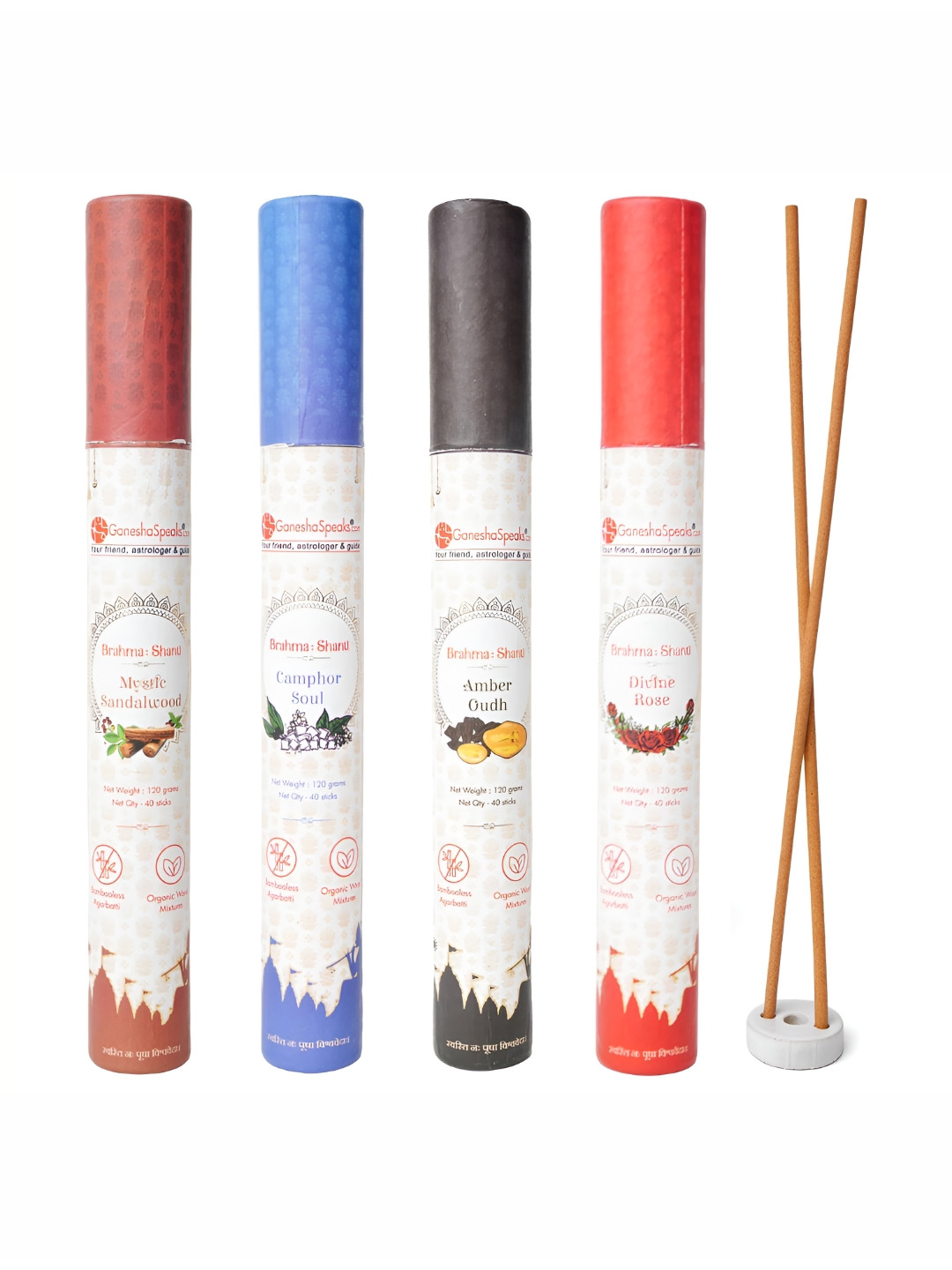 GaneshaSpeaks 4-Pcs Brown Wooden Incense Sticks With Fragrance