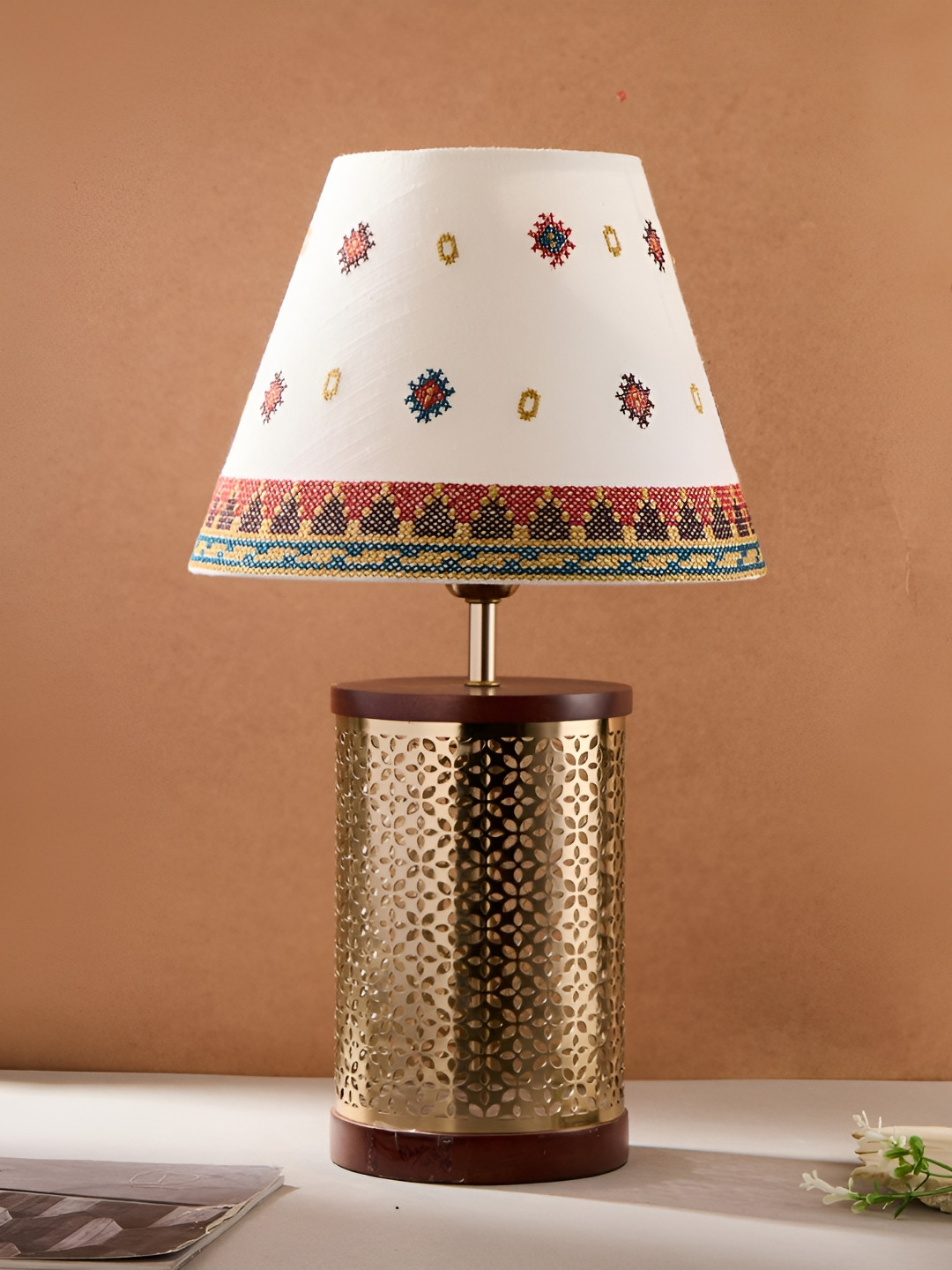 Fabindia Multi Metal Bedside Table Lamp