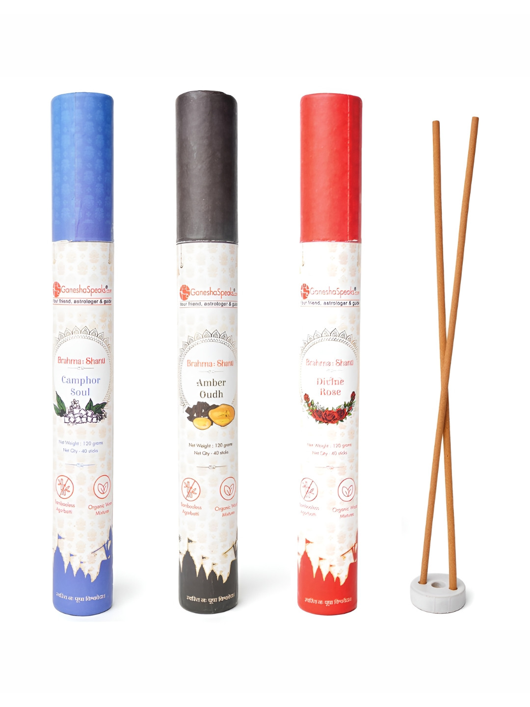 GaneshaSpeaks 3-Pcs Brown Wooden Incense Sticks With Fragrance