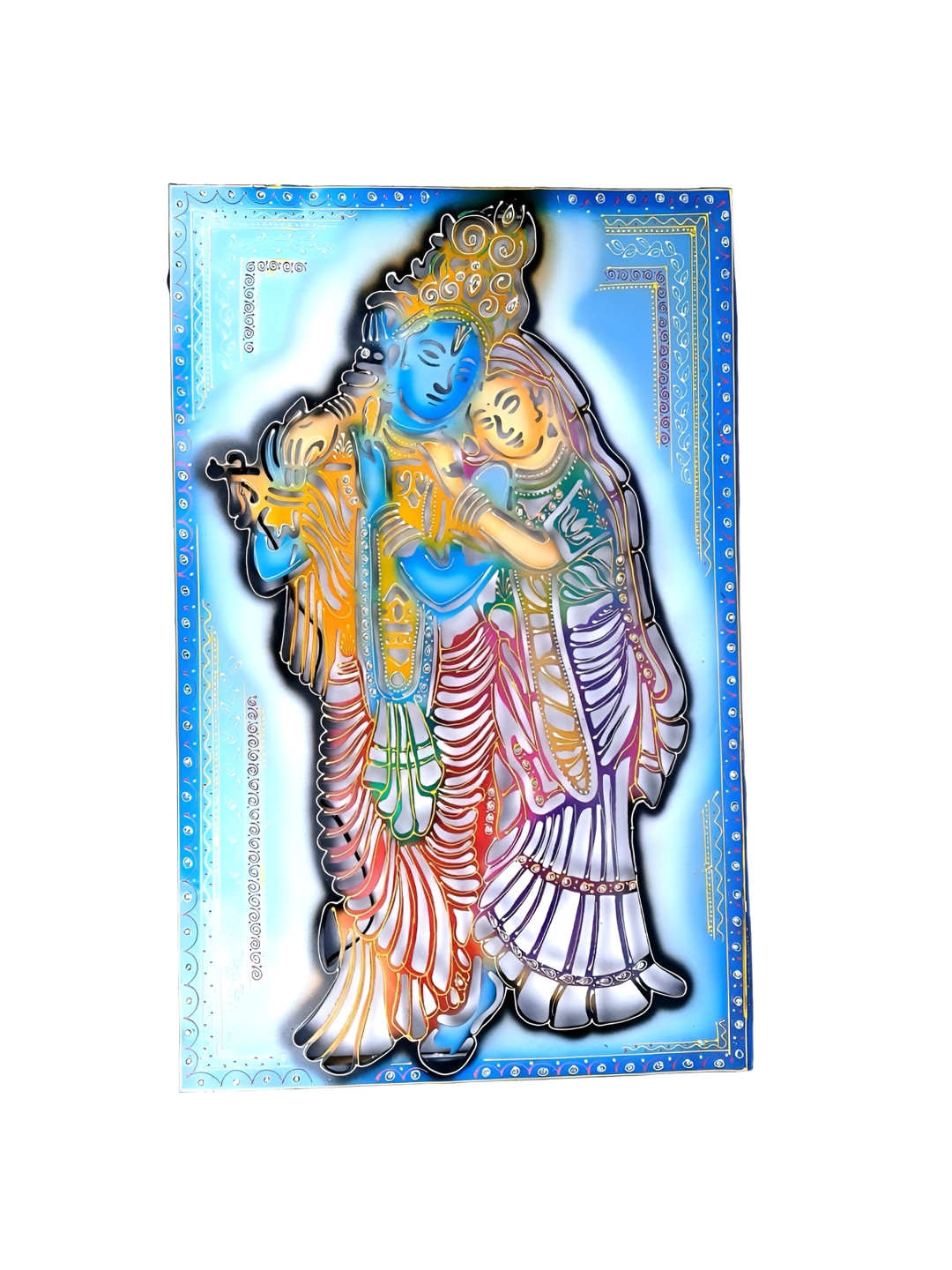 apka mart Radha Krishna Metal Ethnic Motifs Glossy Hall Spiritual Wall Decor-29.9In