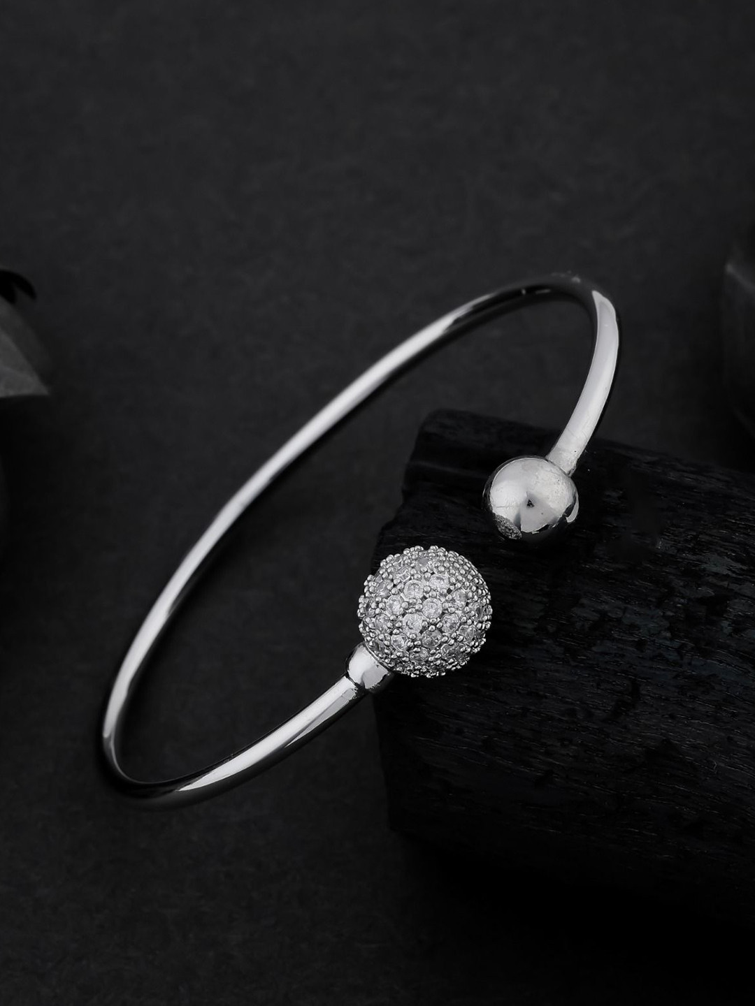 SKY SHOPPERS Women Cubic Zirconia Gold-Plated Cuff Bracelet