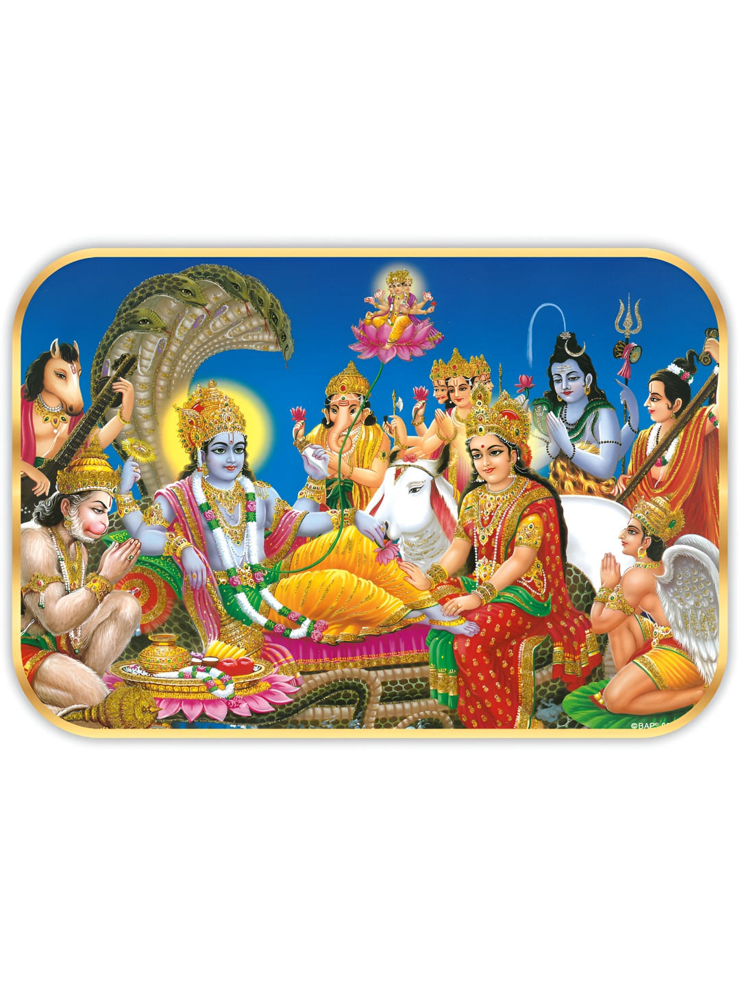 SAF Vishnu Religious Wood Wall Rectangle Paintings Wall Art