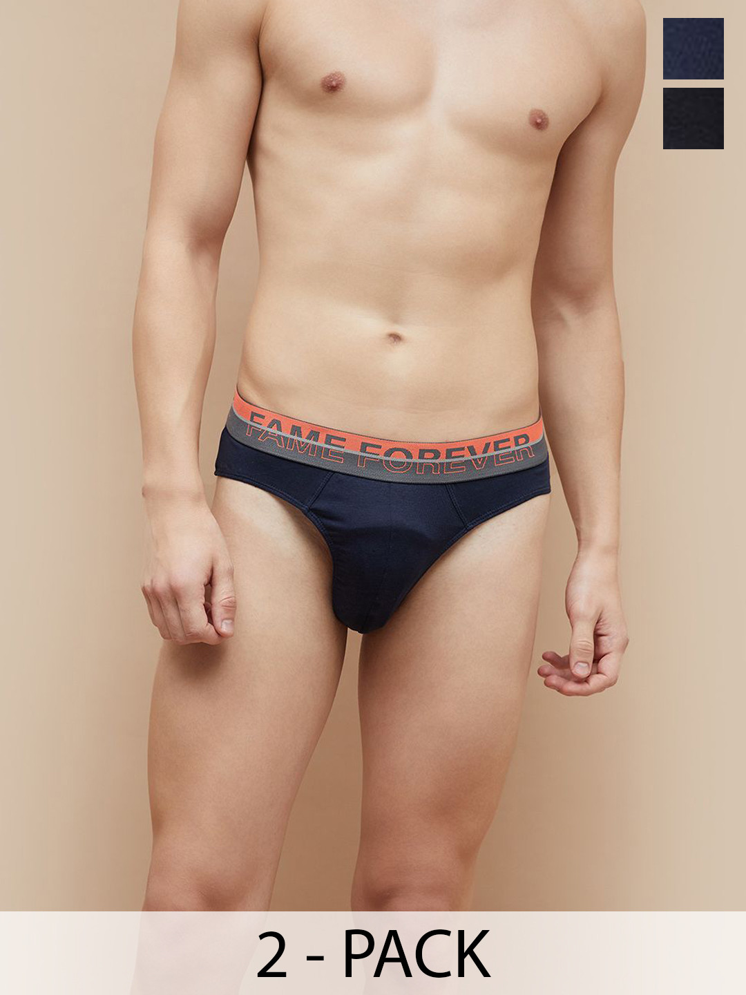 Fame Forever by Lifestyle Pack Of 2 Cotton Basic Briefs-1000014262158-NAVY