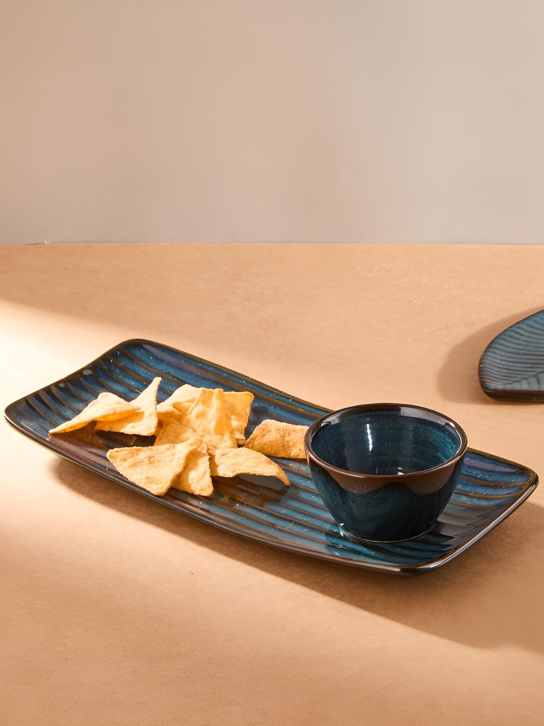 Fabindia Blue 2024 Ceramic 2 Pieces Dishwasher Safe Food Platter