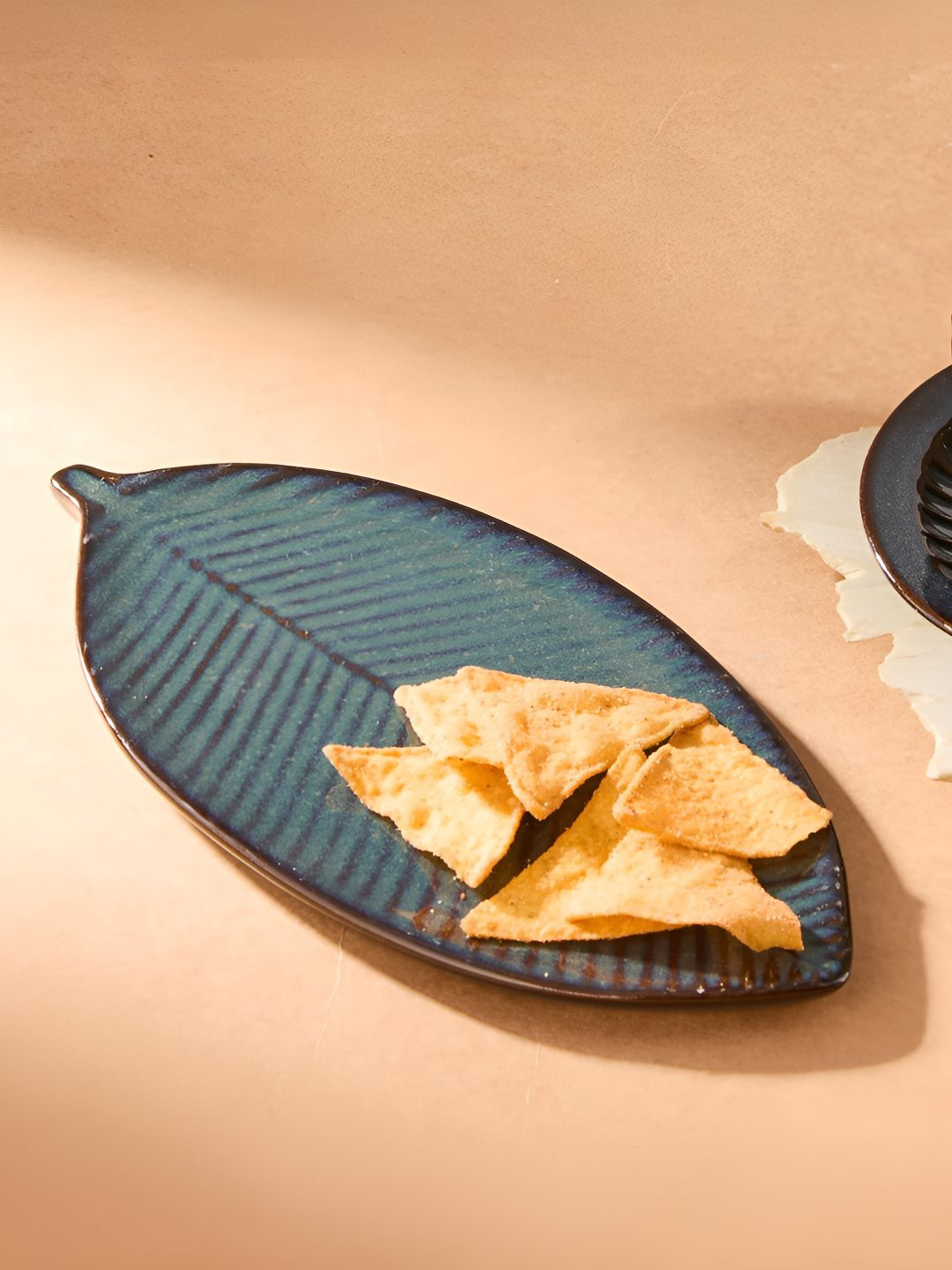 Fabindia Teal 2024 Ceramic 1 Pieces Food Platter