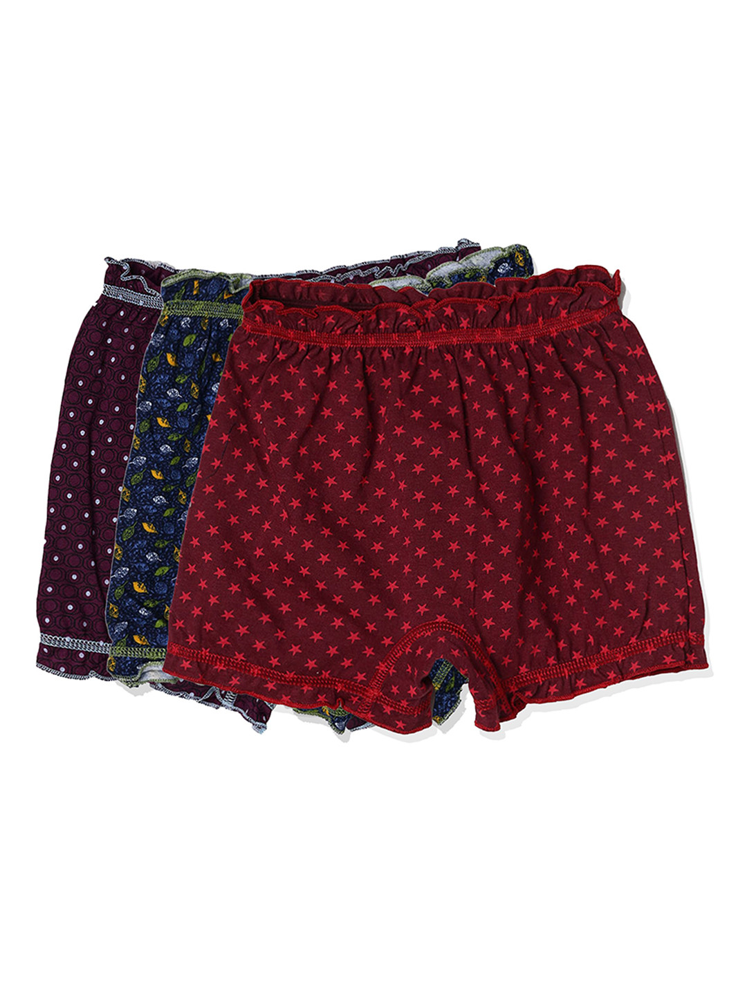 BLOSSOM Girls  Pack Of 3 Printed Cotton Boy Shorts Assorted Briefs BJU00393_BLOOMER