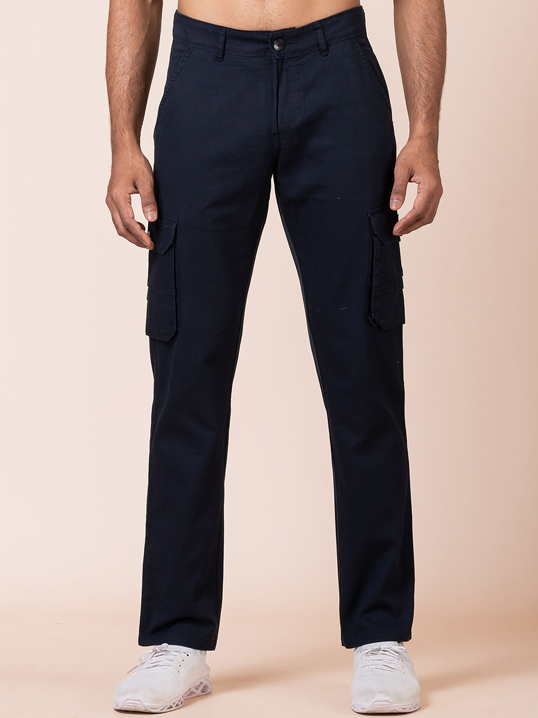 AFLASH Men Cotton Mid-Rise Regular Fit Cargo Jeans