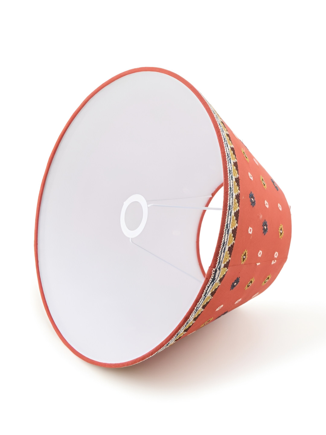 Fabindia Orange Cotton Tapered Drum Lamp Shade- L