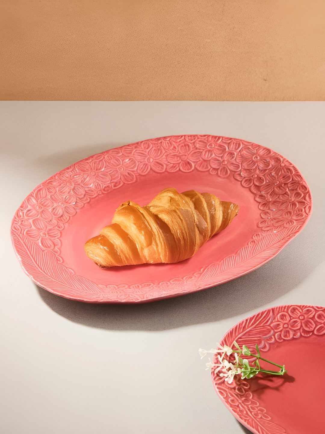 Fabindia Pink 2024 Ceramic 1 Pieces Food Platter