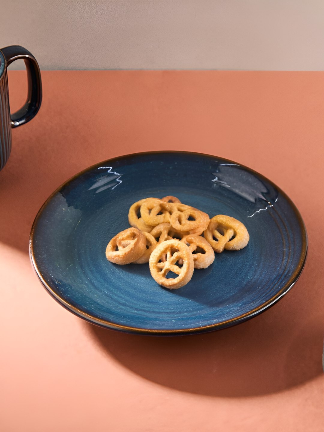 Fabindia Blue 2024 1 Pieces Ceramic Microwave Safe Plates