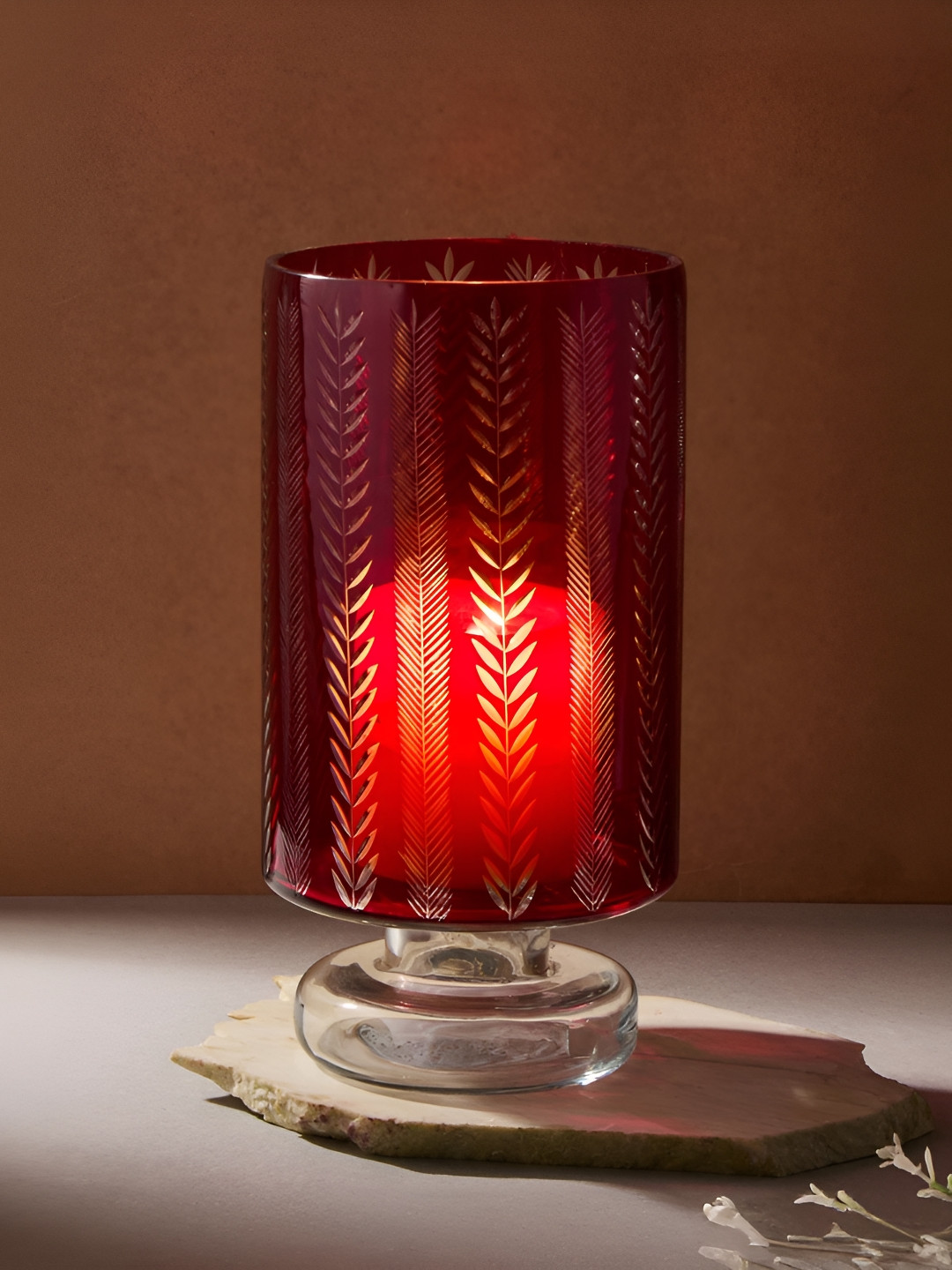 Fabindia Red & White Candle Holder