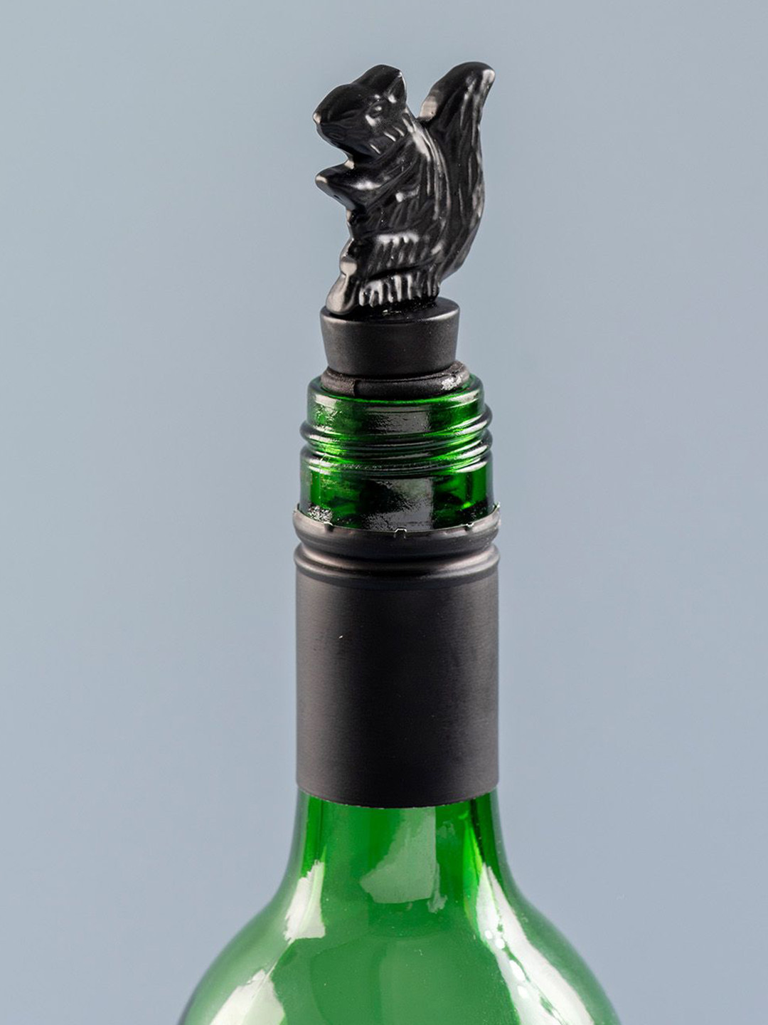 nestroots Black Squirrel Design Bottle Stopper