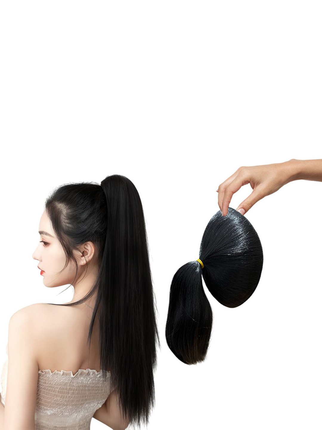 D-Divine Ball Head Wig Ponytail Hair Extension - 35 cm - Black