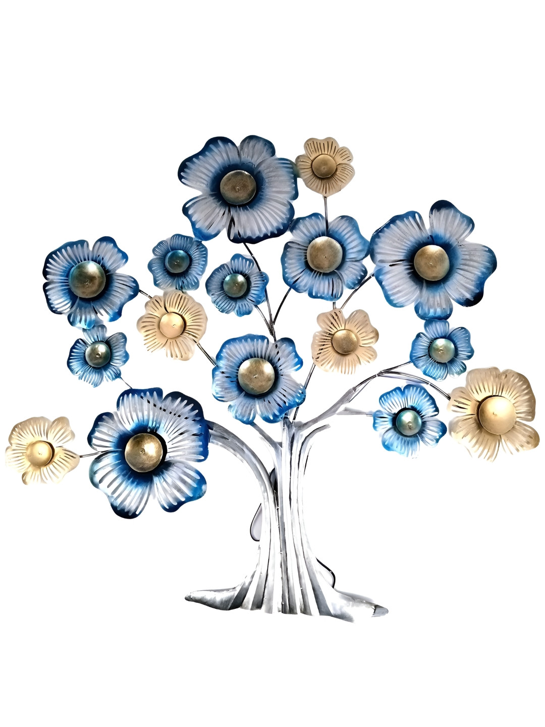 apka mart Tree With Flowers Wall Hanging Metal Glossy Hall Floral Wall Decor-38.2In
