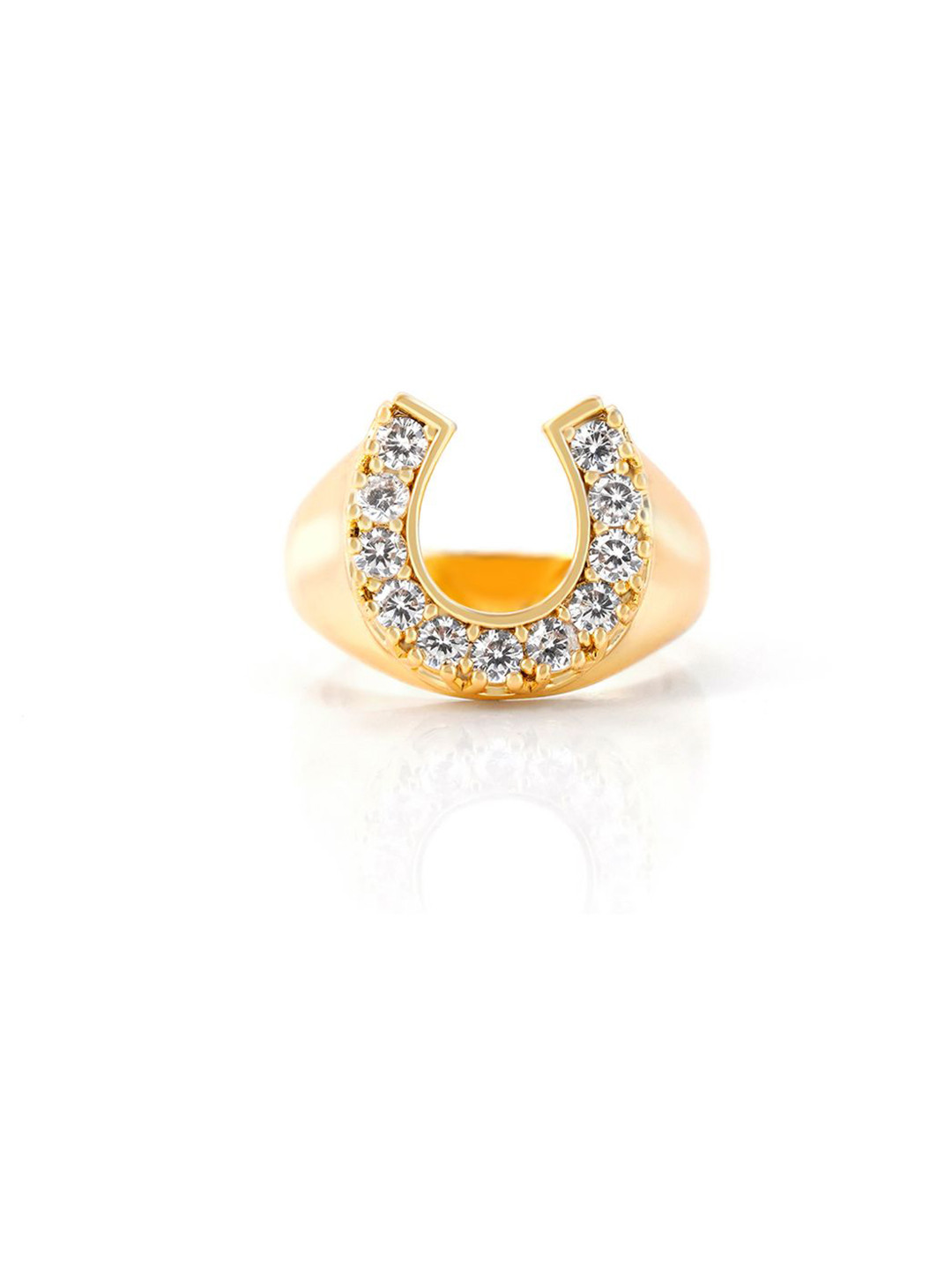 SWASHAA 14K Gold-Plated CZ Studded Finger Ring
