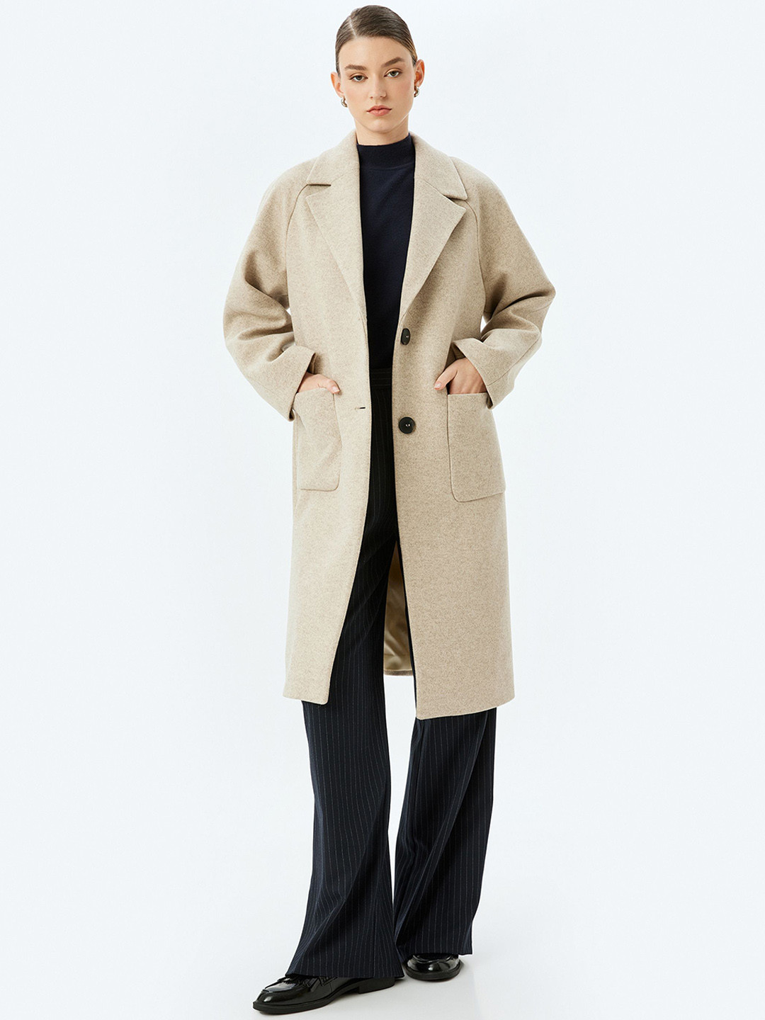 Koton Single-Breasted Knee-Length Coat