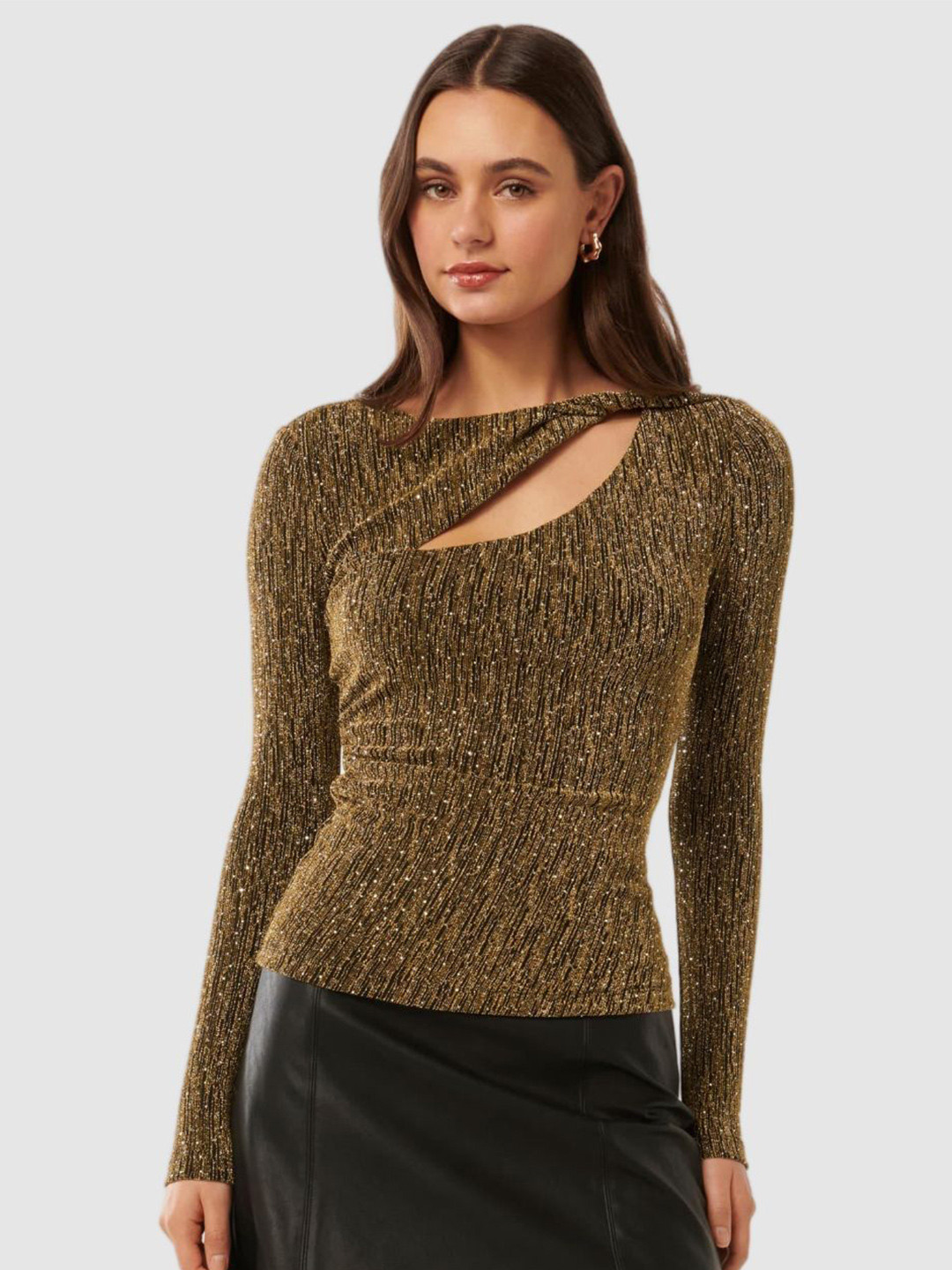 Forever New Women Self Design Boat Neck Top