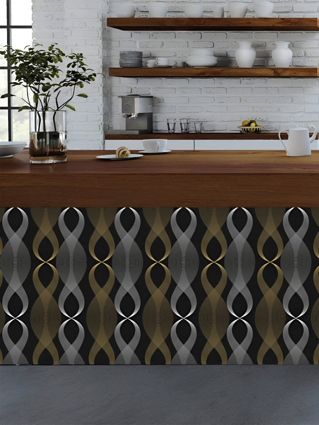 Asian royal Black Abstract Printed Waterproof Wall Paper