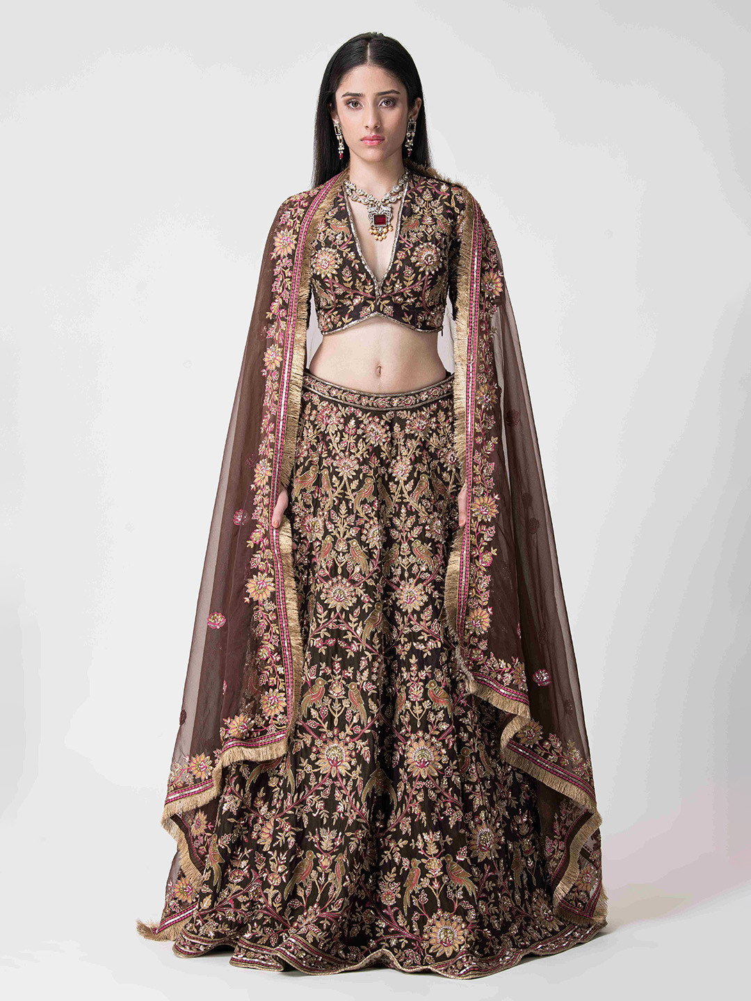 The Front Row Embellished Thread Work Ready to Wear Lehenga & Blouse With Dupatta