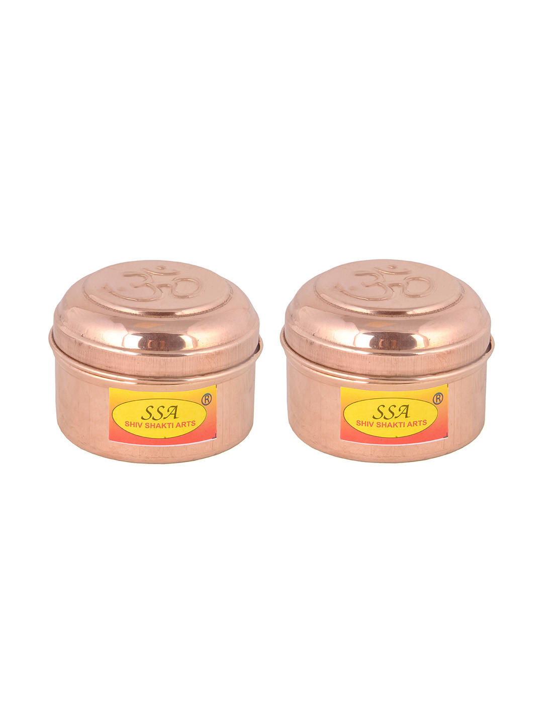 Shivshakti Arts Brown Copper 2 Piece Flip Top Graduated Container-150ml