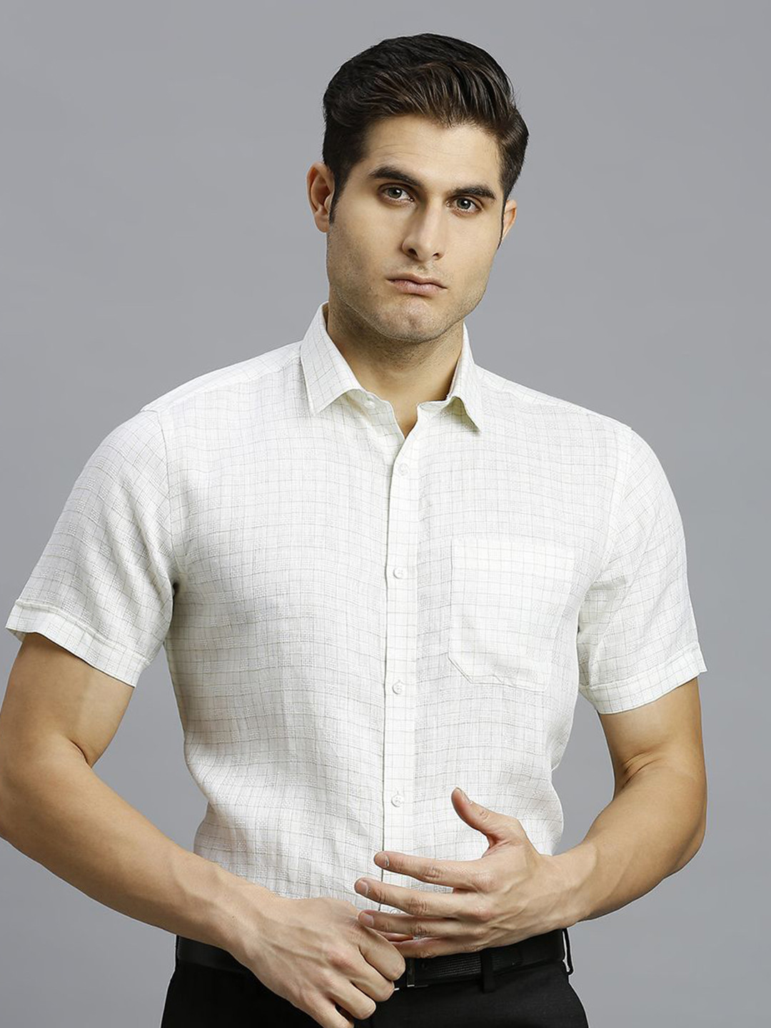 Reid & Taylor Men Classic Grid Tattersall Checks Opaque Checked Formal Shirt