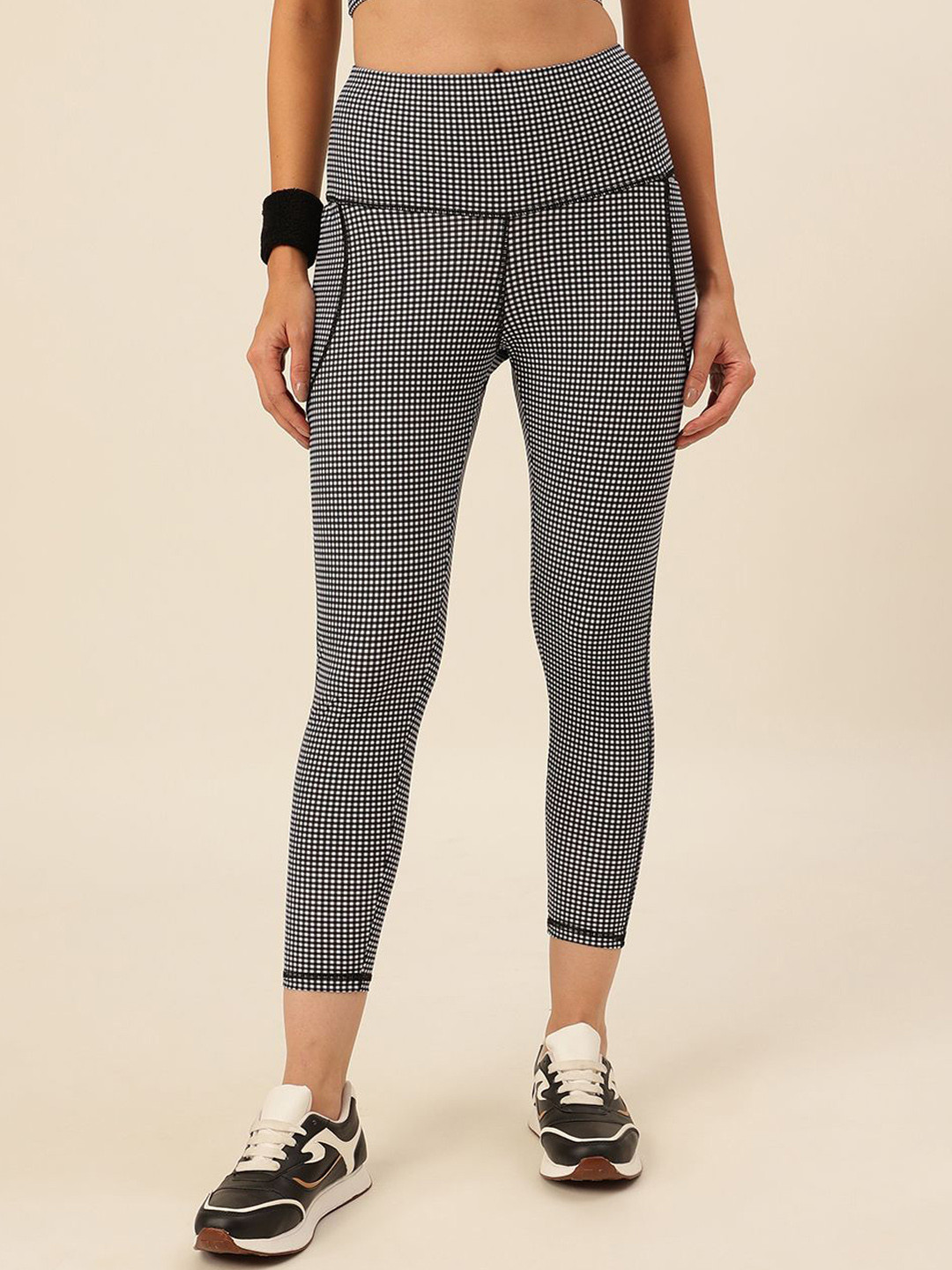 CUKOO Women Checked High rise Rapid Dry Training Tights
