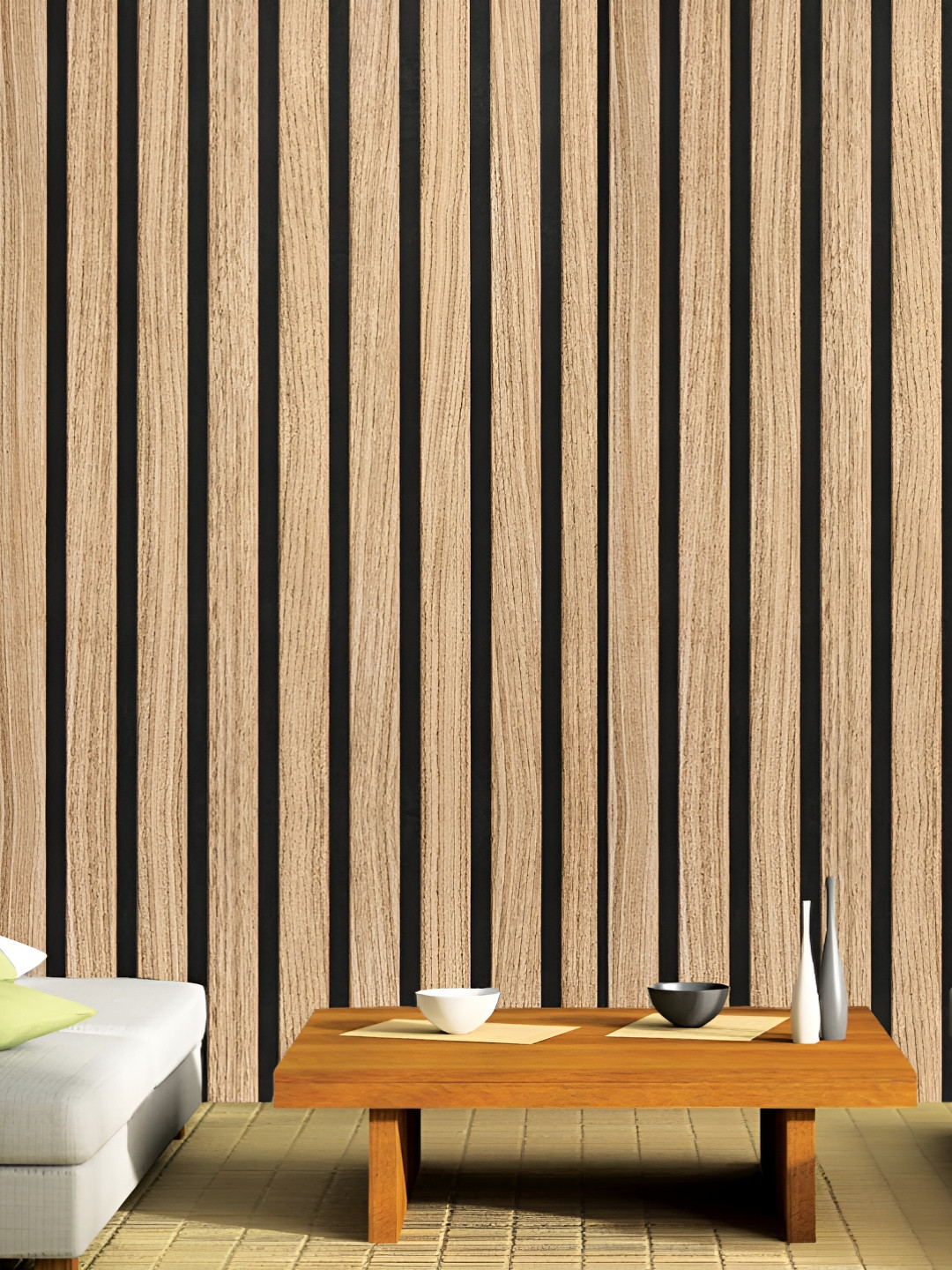 Asian royal Brown & Black Striped Printed Self-Adhesive Wall Sticker