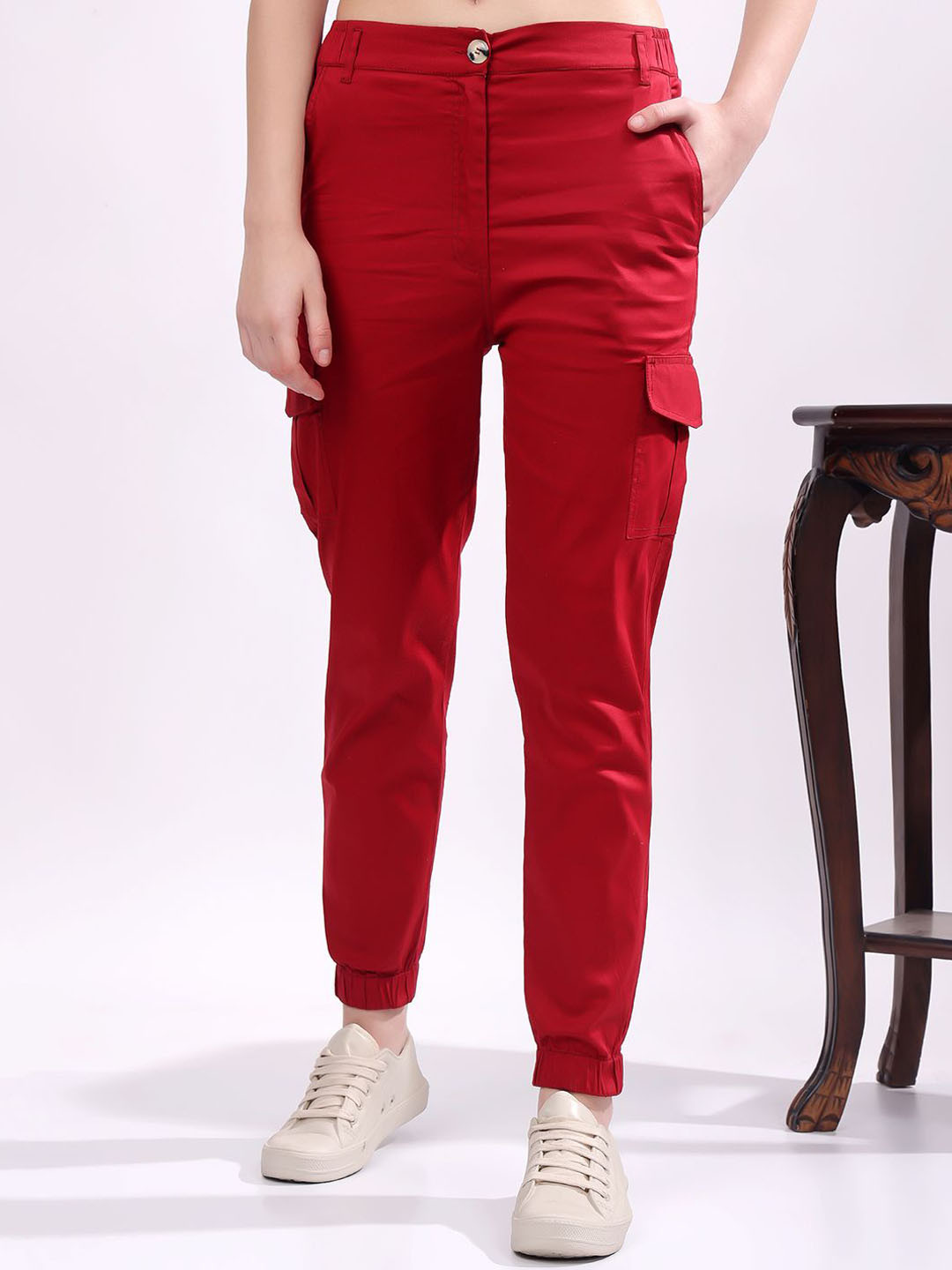 T TRYON ULTIMATE Women Mid Rise Cotton Cargo Joggers