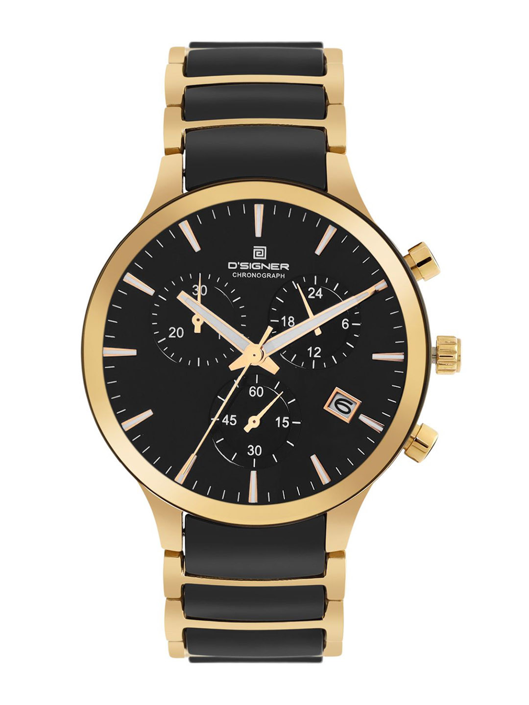 D'SIGNER  Men Brass Skeleton Dial & Bracelet Style Straps Analogue Chronograph Watch