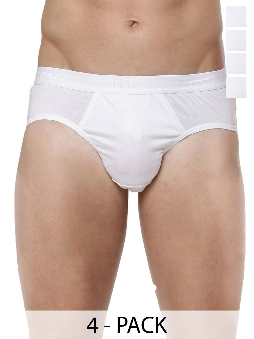 Ramraj Men Pack of 4 Cotton White Inner Elastic Briefs
