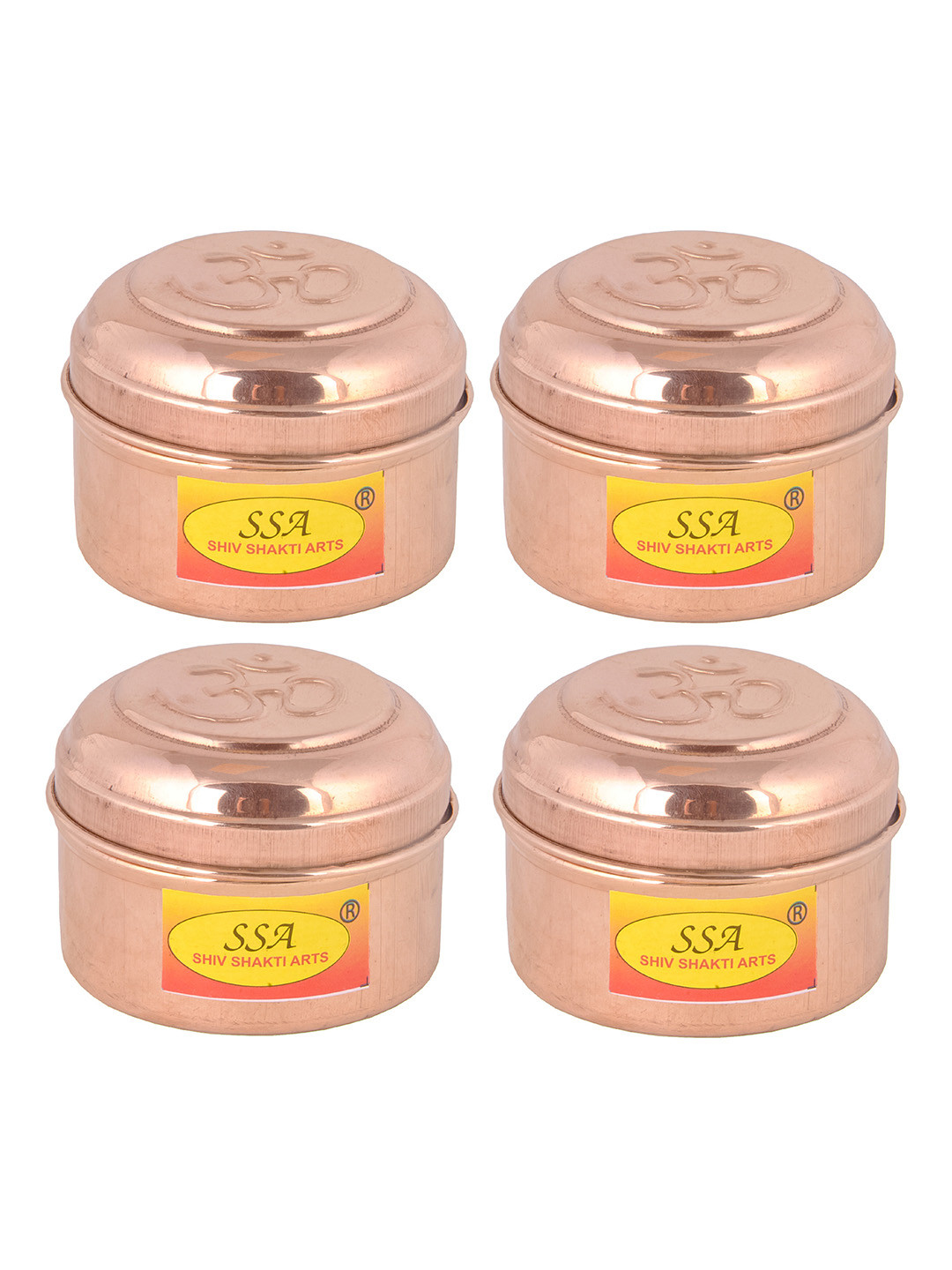 Shivshakti Arts Brown Copper 4 Piece Magnetic Graduated Container-150ml