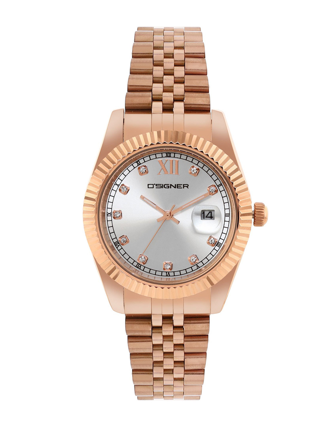 D'SIGNER  Men Brass Embellished Dial & Bracelet Style Straps Analogue Watch 521RGM.2G