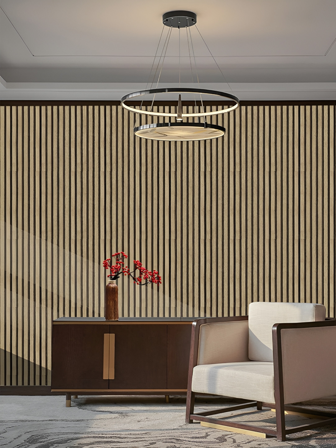 Asian royal Brown & Black Striped Self-Adhesive Waterproof Wallpaper