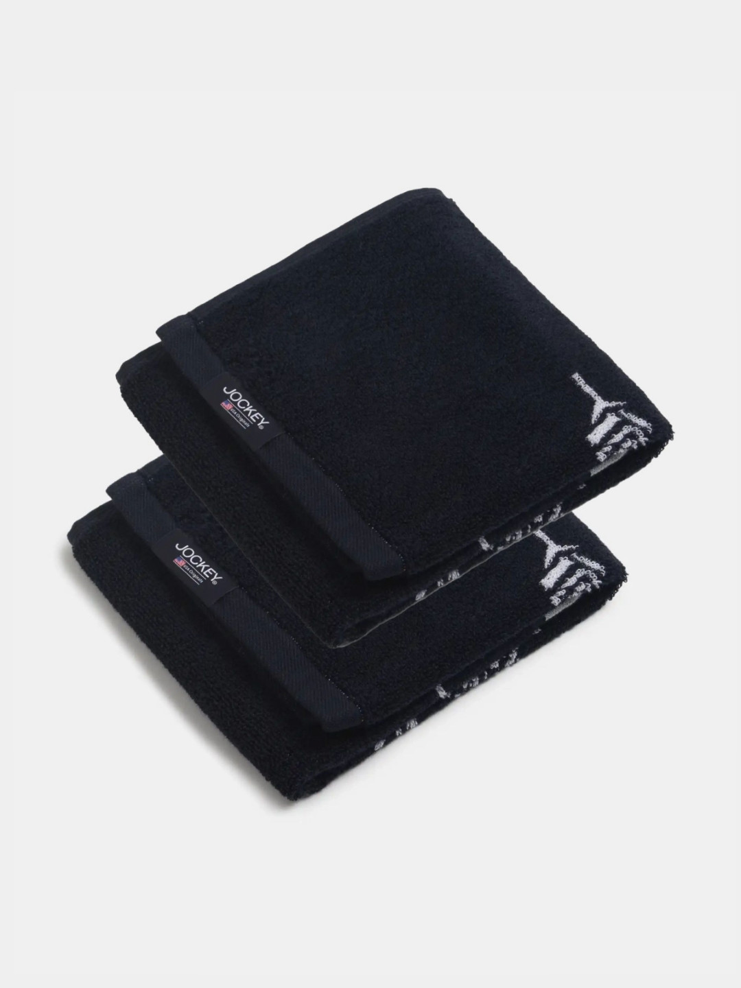 Jockey Navy Blue 2 Pieces Cotton Rich Terry Ultrasoft & Durable Printed Hand Towel - T224