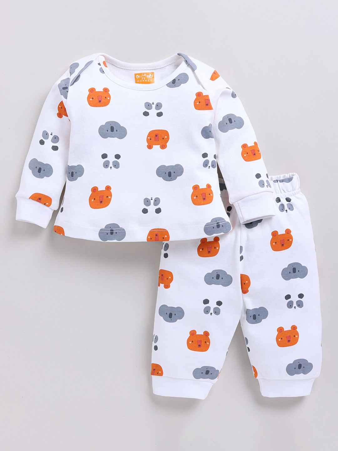 SNUGGLY MONKEY Kids Animal Printed Round Neck Night suit