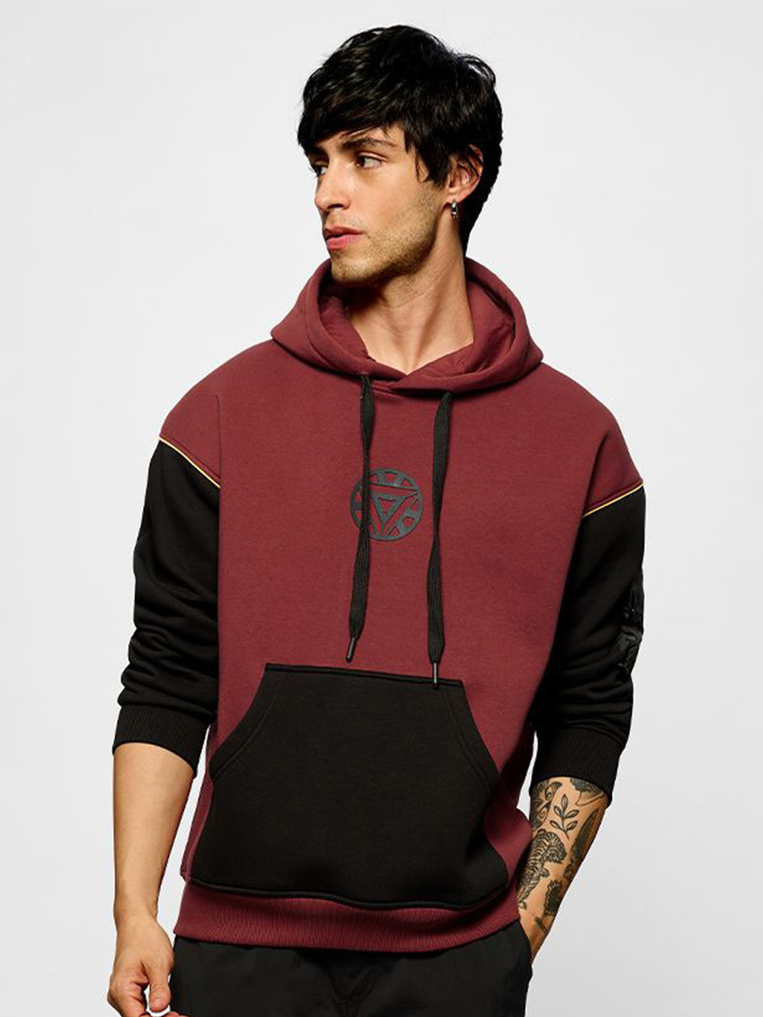 The Souled Store Men Iron Man: Arc Reactor Printed Hooded Sweatshirt