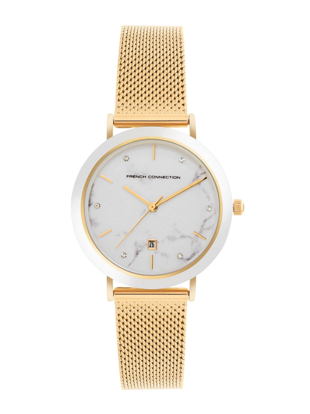 French Connection Women Dial & Stainless Steel Bracelet Style Straps Analogue Watch FCP51GM