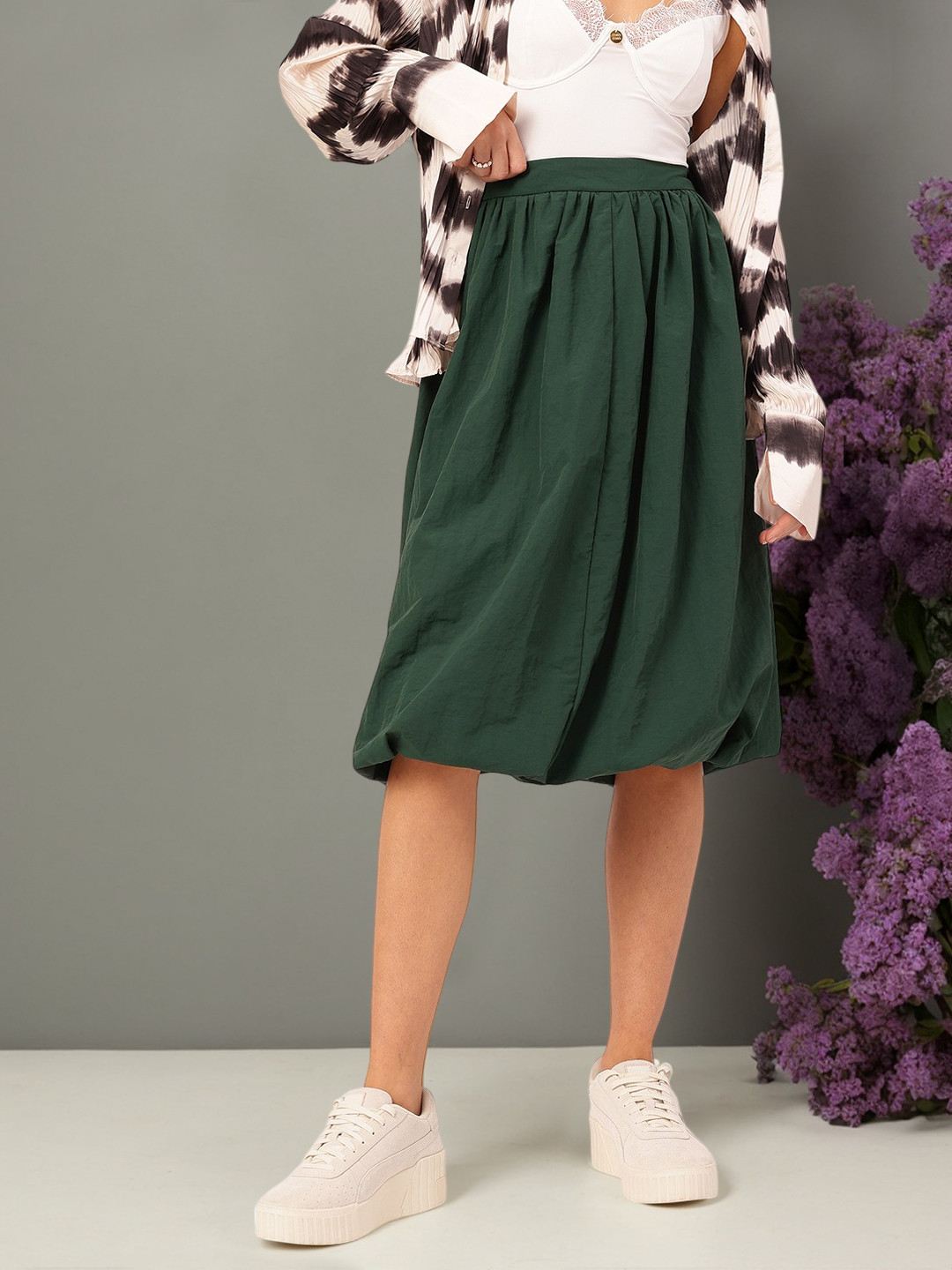 DressBerry Gathered Balloon Midi Skirt