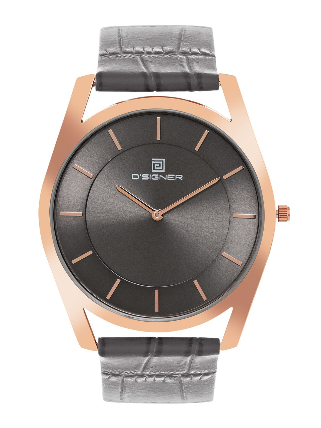 D'SIGNER  Men Brass Dial & Leather Bracelet Style Straps Analogue Watch 753RGL.8G