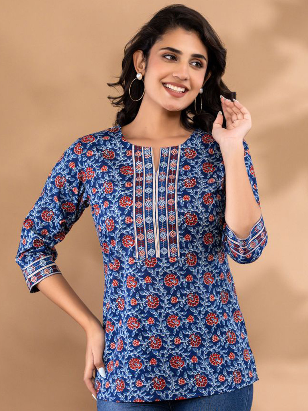 Krati Creations Women Organic Cotton Printed Tunic