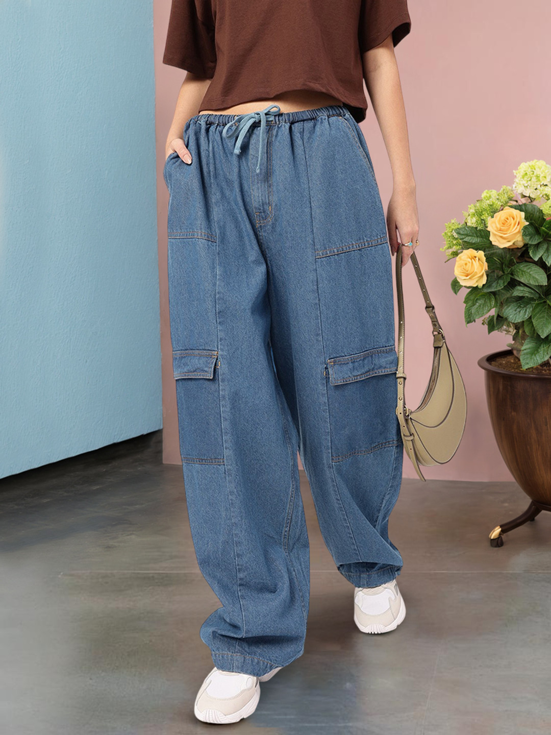 DressBerry Women Baggy Loose Fit Cargo Jeans