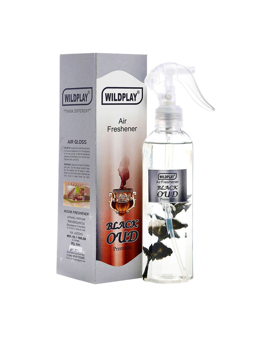 WILDPLAY Black & Transparent Premium Oud Room Air Freshener Spray - 250 ml