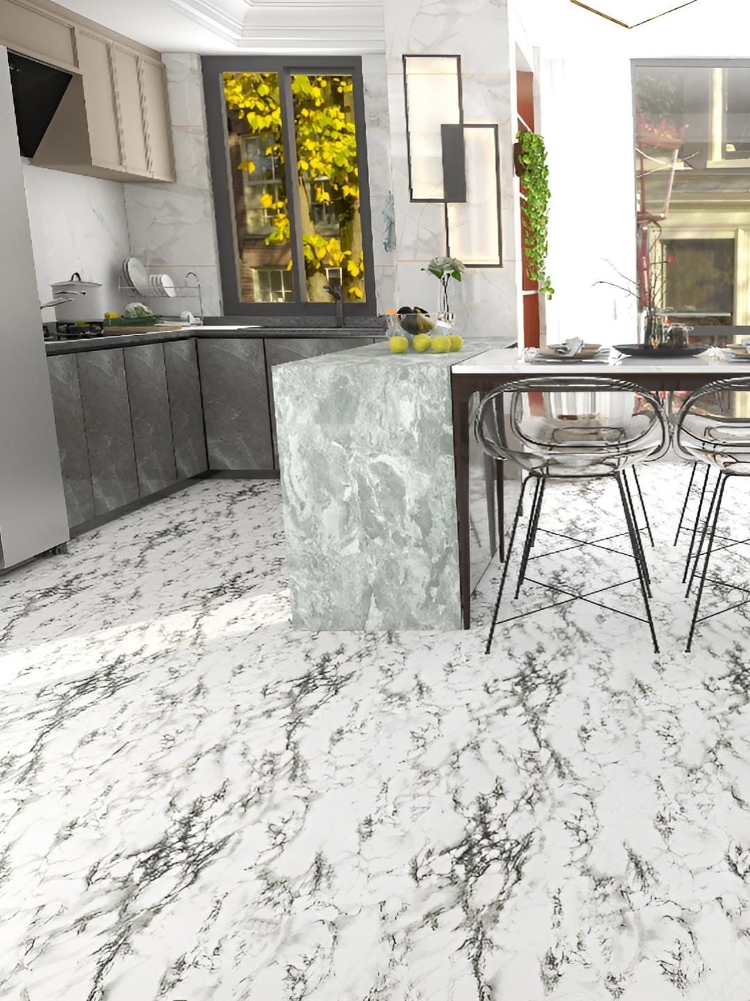 Asian royal Grey & White Textured Printed Waterproof Wallpaper