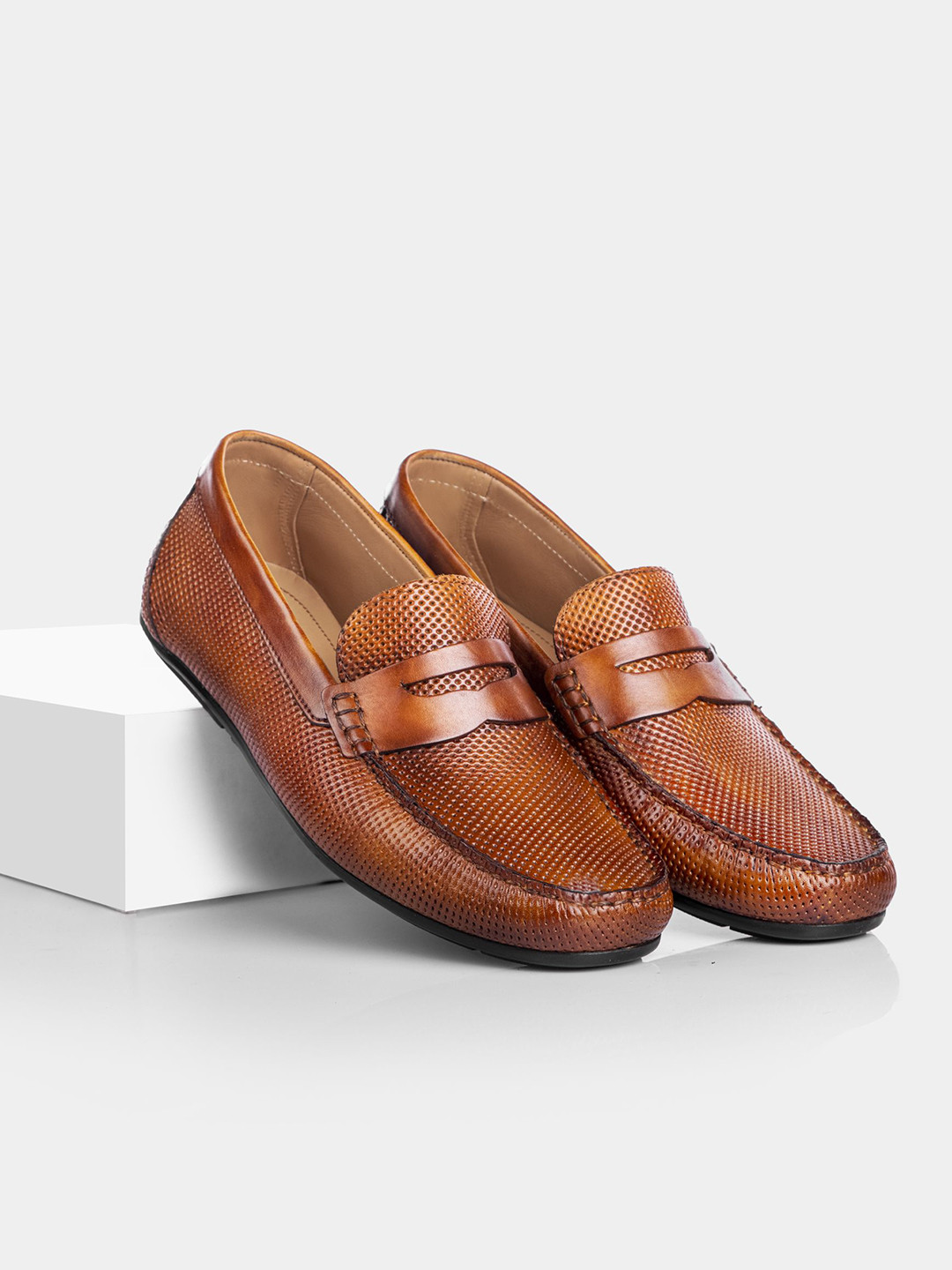 LA MARCA Men Colourblocked Leather Loafers