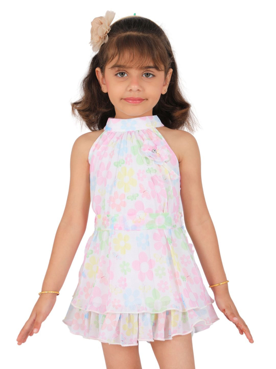 Little Dolly Girls Round Neck Flared Dress