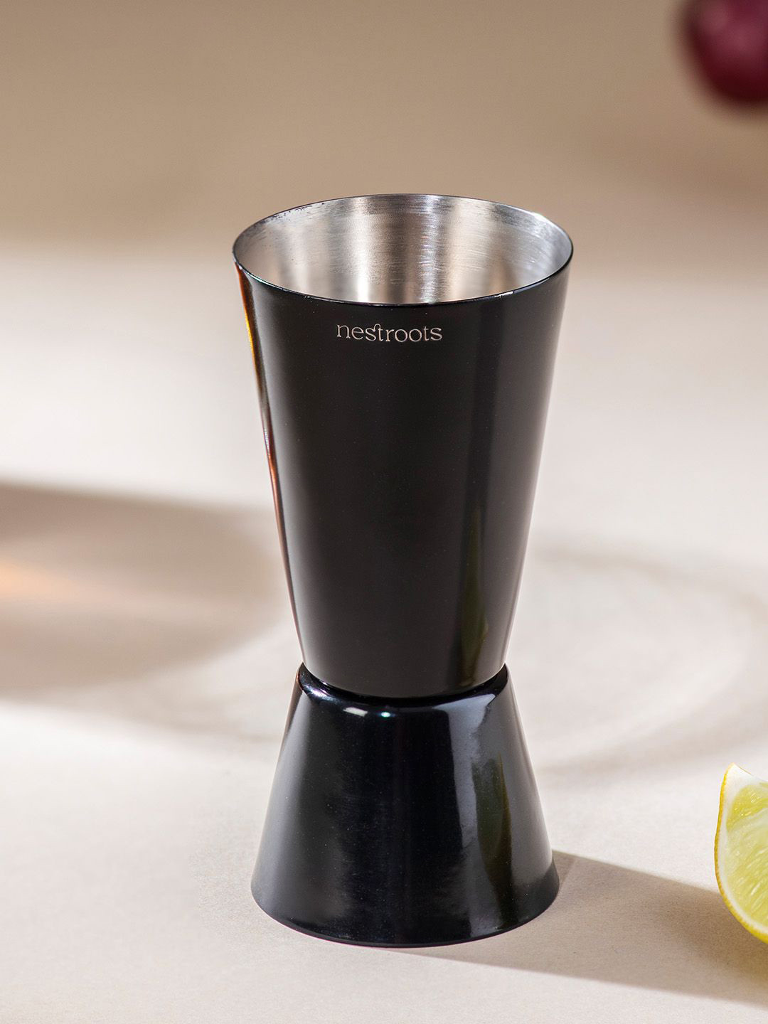 nestroots Black Printed Stainless Steel Mocktail Peg Measure