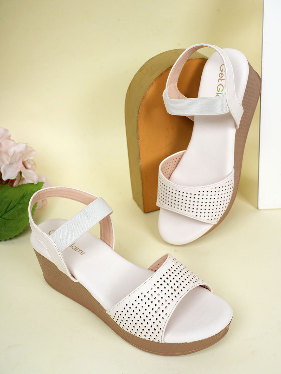Get Glamr Women Wedge Heel Sandals with Laser Cuts